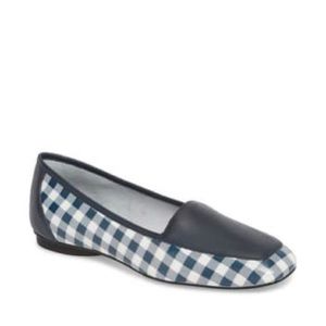 NWT Donald Pliner DeeDee Navy Gingham Square Flat